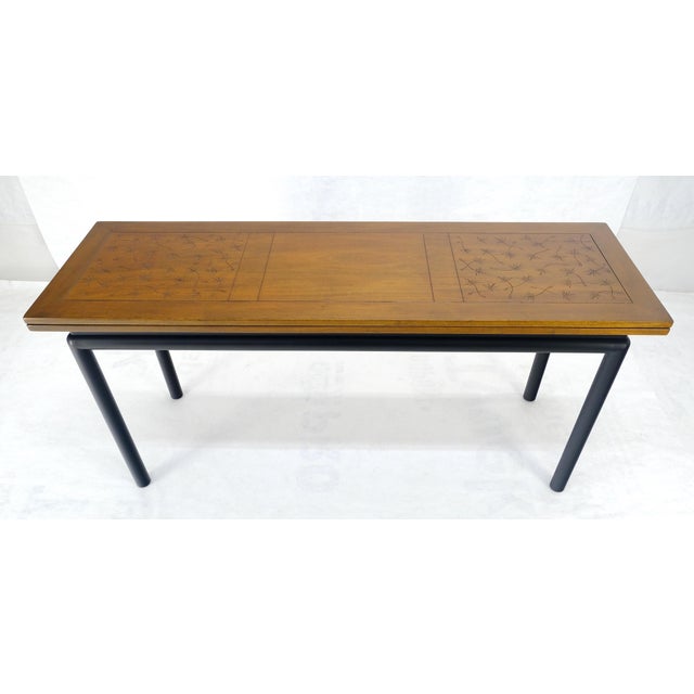 Kittinger Ebonized Base Flip Top 64” Long Console Dining Table c1960s MINT! For Sale - Image 12 of 18