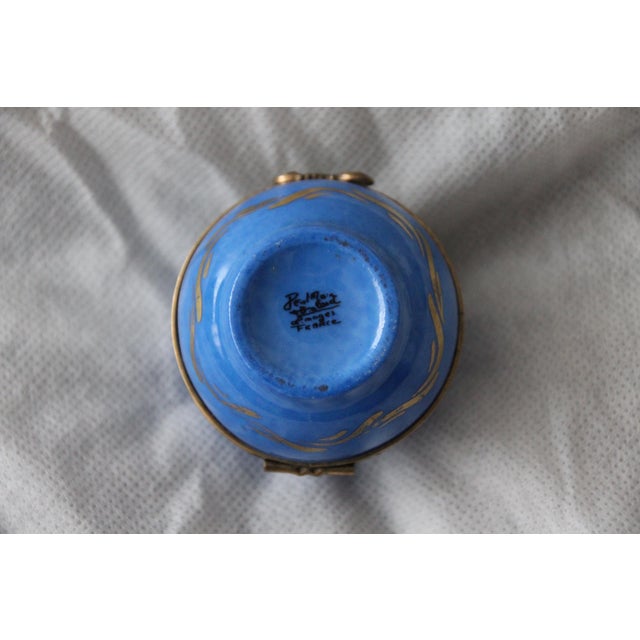 Blue Limoges Porcelain Clock Box with Pheasant Decor, 1970s For Sale - Image 9 of 14
