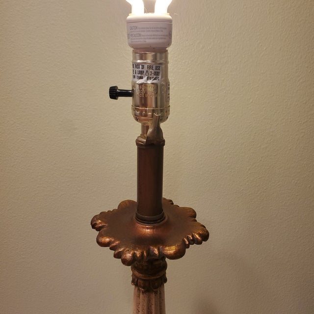 Hollywood Regency Vintage Hollywood Regency Table Lamp With Alabaster Orb and Bronze Accents For Sale - Image 3 of 9