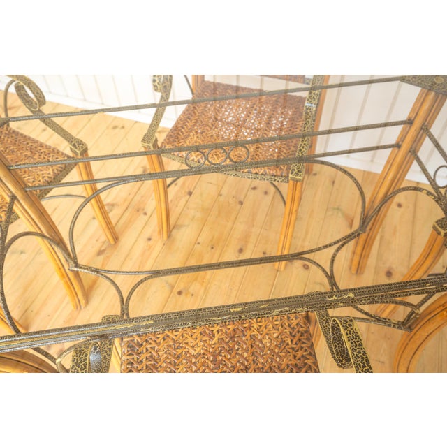 Vintage Bohemian Glass Dining Table and Armchairs, 1970s, Set of 5 For Sale - Image 11 of 18