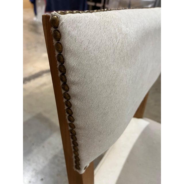 Attributed Made Goods Hide and Teak Side Chair For Sale - Image 4 of 6