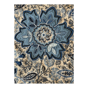 Manuel Canovas - Embroidered Floral Indigo Fabric 3 1/2 Yards