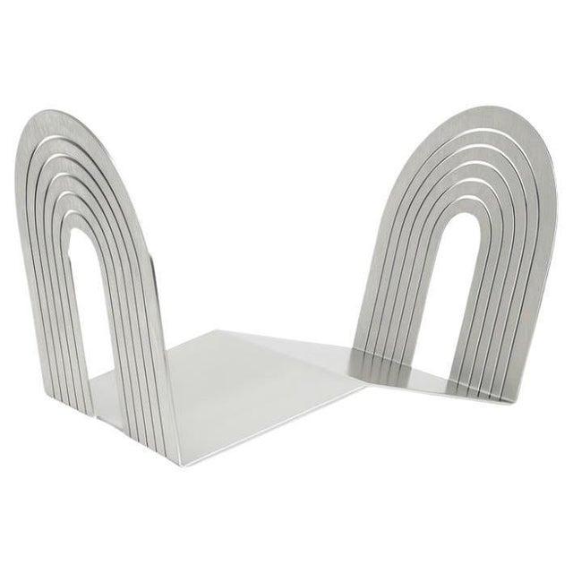 Arc Wave Sculptural Vinyl Record Stand in Stainless Steel by Veliento For Sale - Image 10 of 10