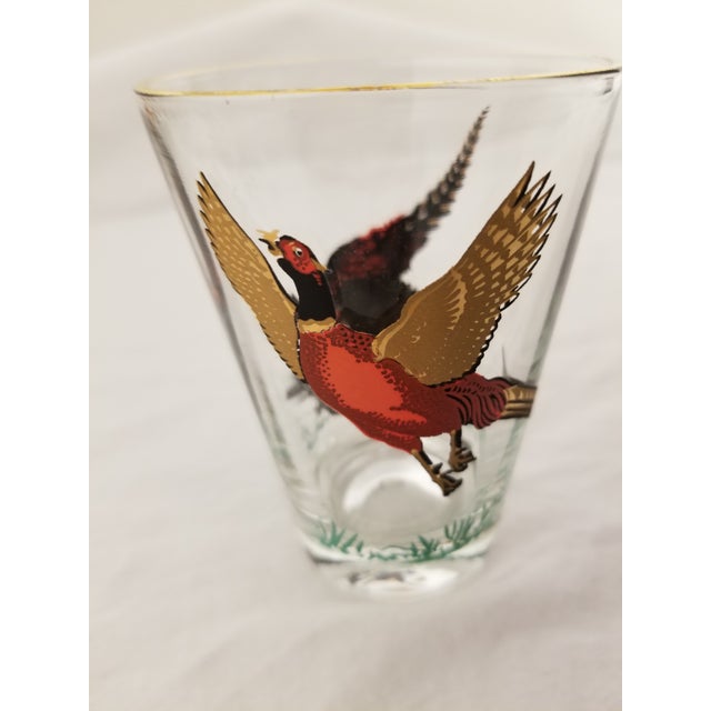 Vintage Hazel Atlas Golden Pheasant Glass Barware Set of 6 Chairish