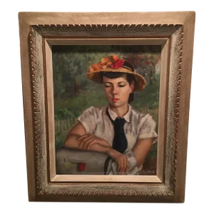 1950’s “The Letter” Oil on Canvas Signed Painting
