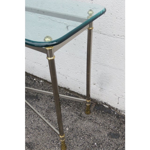 Hollywood Regency Two Tones Chrome and Brass Console Table Tv Stand 5602 For Sale - Image 13 of 16