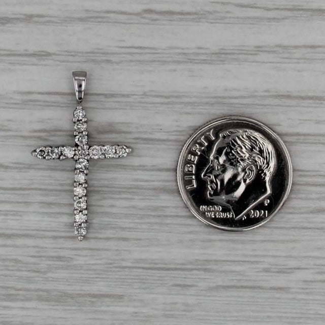 0.42ctw Diamond Platinum Cross Pendant Fine Religious Jewelry For Sale - Image 4 of 5