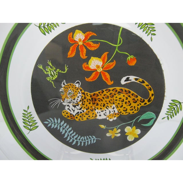Lynn Chase Lounging Jaguar Jungle Cat Glass 8 1/4" Salad Plate Set of 2 For Sale - Image 4 of 10