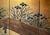 Goldenrod "Rinpa Iris Yatsuhashi" by Taizan, Heisei Era Japanese Painted Byobu Screen For Sale - Image 8 of 18