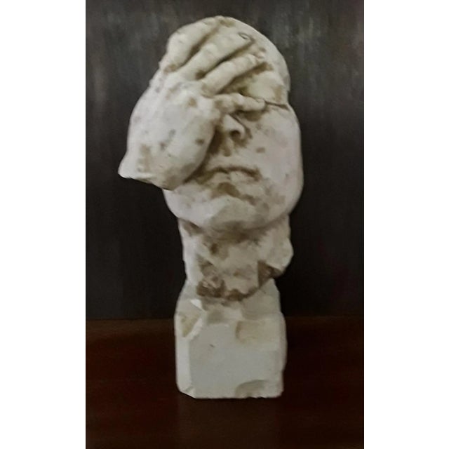 Ivory Vintage Marble Sculpture on Limestone Base, 1970s For Sale - Image 8 of 10