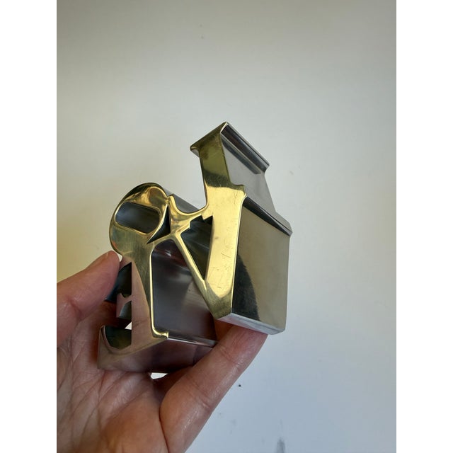 Silver 1970s Pop Art Robert Indiana Love Sculpture Paperweight For Sale - Image 8 of 9