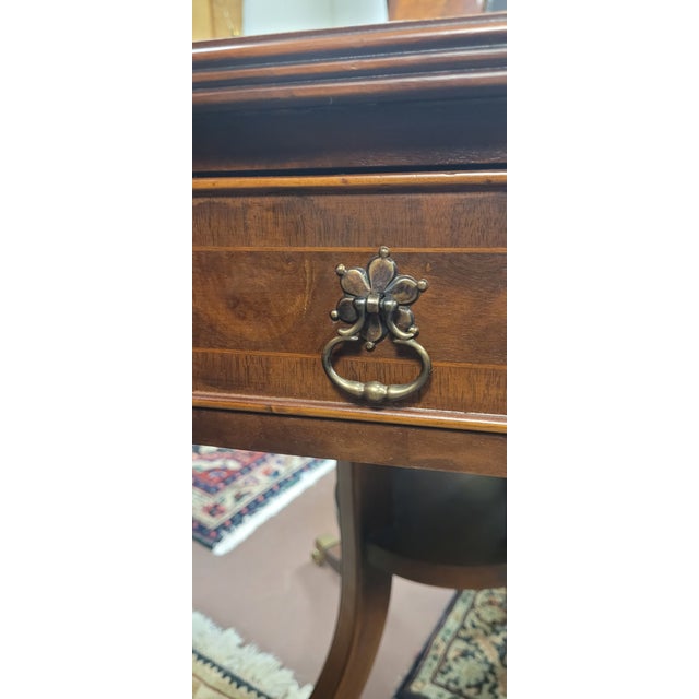 1950s Hexagonal Leather Top Center Table For Sale - Image 10 of 13