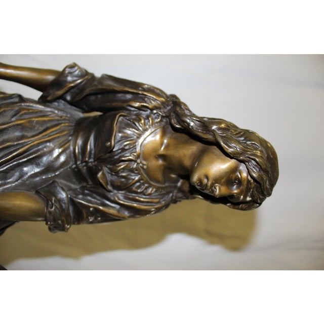 Art Nouveau 19 Th century Lady Bronze with mandolin Signed For Sale - Image 3 of 18