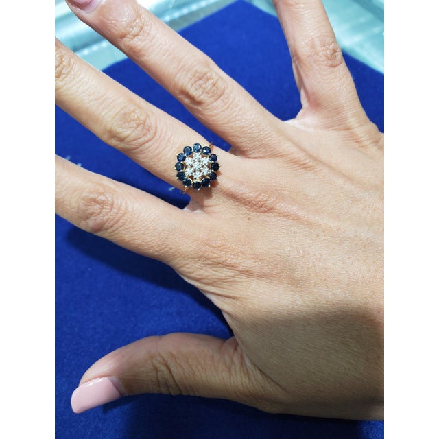 ♥ Product Summary ♥ Main Stone: Sapphire & Diamonds Band Material: 14k Yellow Gold Weight: 2 grams