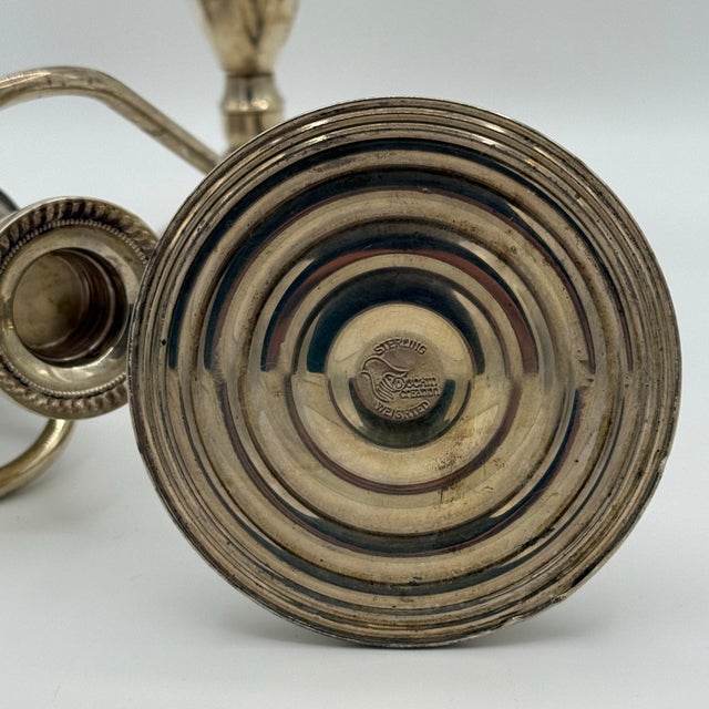 Metal Vintage Mid-Century Sterling Silver Weighted 3-Arm Duchin Creation Candelabra - A Pair For Sale - Image 7 of 10