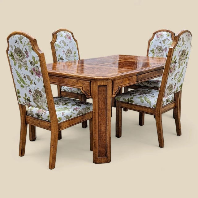 1970s Vintage Hollywood Regency Burl Wood Dining Set, 1970s, Mid-Century Modern, Mid-Century For Sale - Image 5 of 10