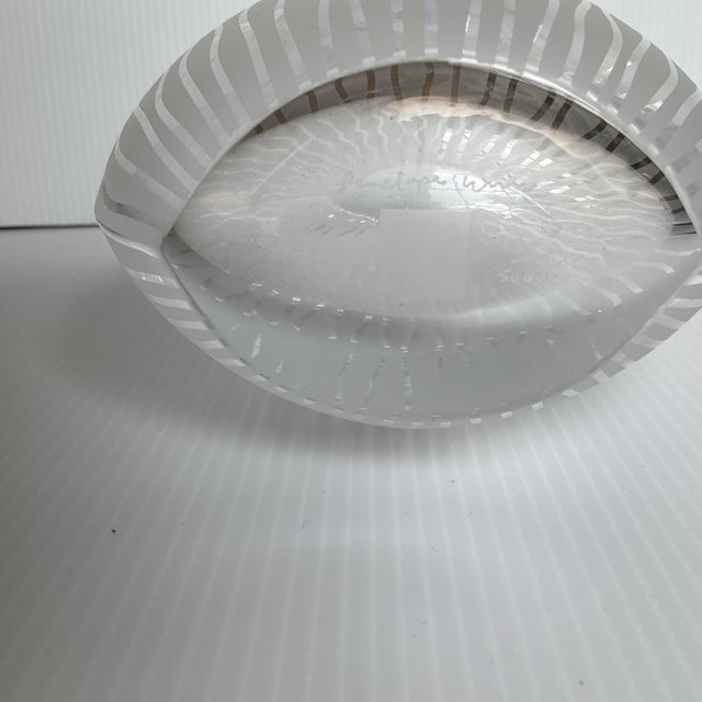 Glass Vintage Penelope Wurr Signed and Numberedj Studio Glass Ovoid Geometric Vase—8” For Sale - Image 7 of 8