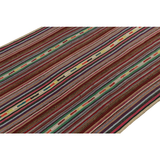 Rug & Kilim 1950s Vintage Chaput Kilim in Multicolor Stripe Patterns For Sale - Image 4 of 6
