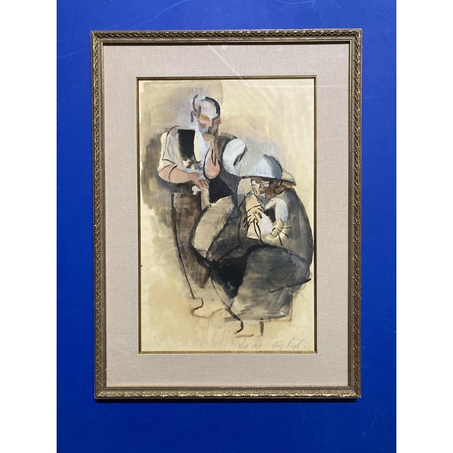 Manolo Ruiz-Pipó, Couple Biotin, Watercolor and Gouache, 1959, Framed For Sale - Image 14 of 14