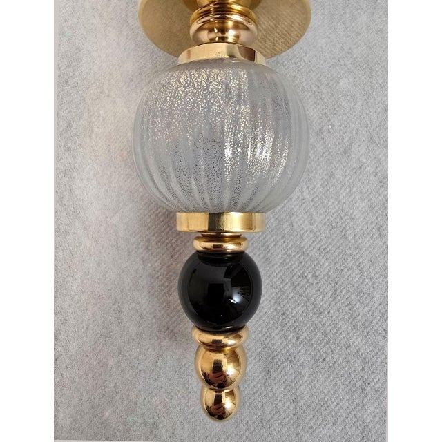 1990s Pair of Blue and Terracotta Murano Glass Sconces For Sale - Image 11 of 13