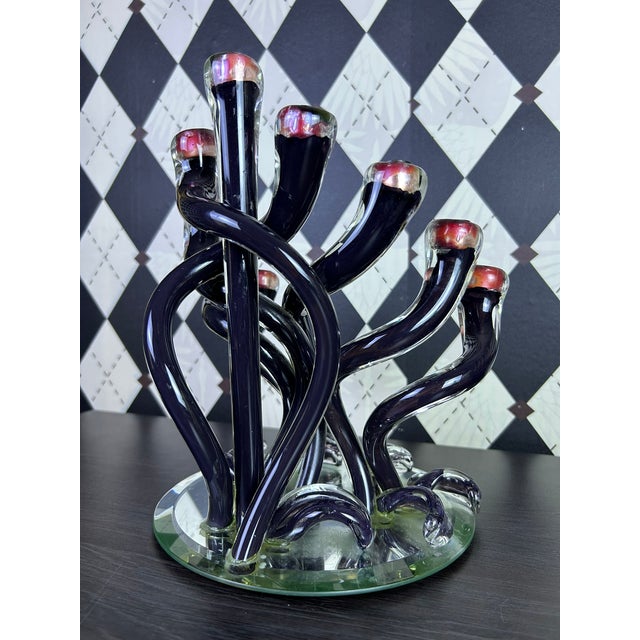 Studio Art Glass Menorah Candleholder For Sale In Boston - Image 6 of 7
