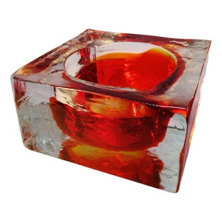 Vintage Square Ashtray in Handcrafted Murano Glass by Flavio Poli for Seguso, 1960s For Sale