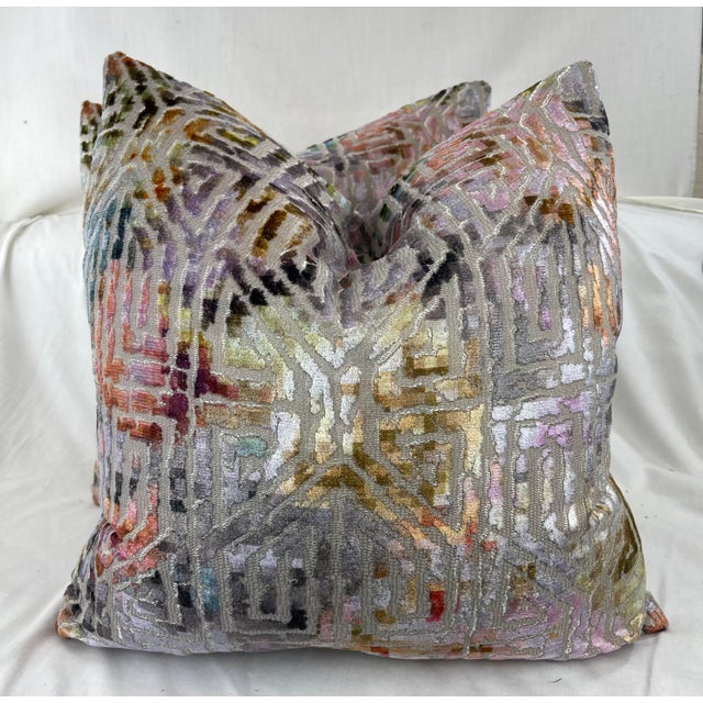 S. Harris "Bukhara Velvet" in Tropic 22" Pillows-A Pair For Sale In Greensboro - Image 6 of 6