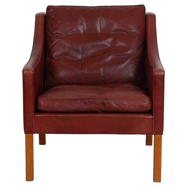 Model 2207 Lounge Chair in Indian Red Anilin Leather by Børge Mogensen, 1990s For Sale