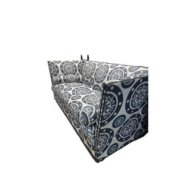 A beautifully handcrafted George Smith Tiplady Knole Sofa, upholstered in the striking Plumwich "Tessa" fabric in Blue...