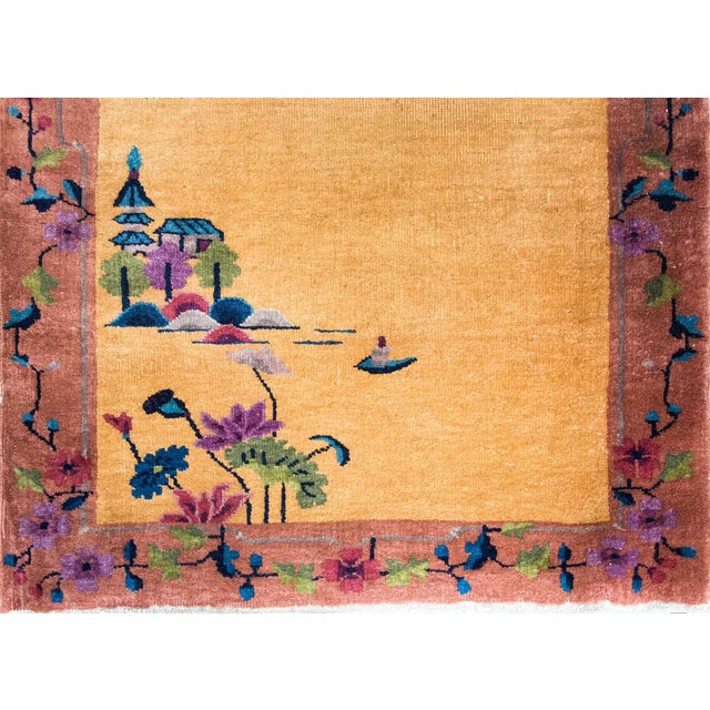 Gold Early 20th Century Chinese Art Deco Rug For Sale - Image 8 of 17