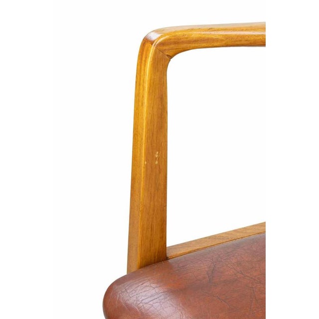 Vintage Italian Chairs in Mahogany Wood and Leather, 1950s, Set of 2 For Sale - Image 9 of 10