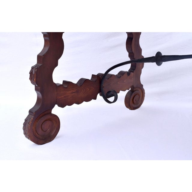 Spanish Colonial Dining Table, Hand-Carved Oak & Iron, Early 20th C. For Sale - Image 10 of 18