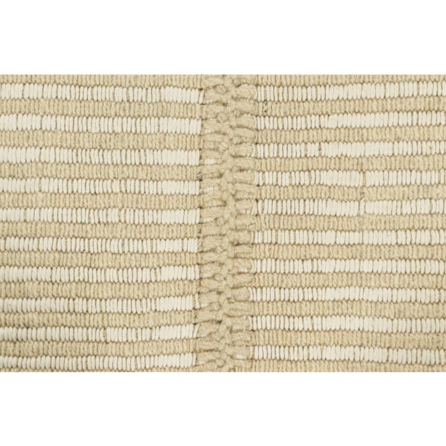 Contemporary Rug & Kilim’s Contemporary Kilim in Beige and Ivory White Textural Stripes For Sale - Image 3 of 8