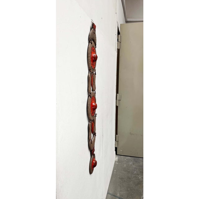 Mid-Century Modern Brutalist Danish Studio Pottery Wall Hanger from Clara Helmich, 1982, in Very Good conditions. Designed...
