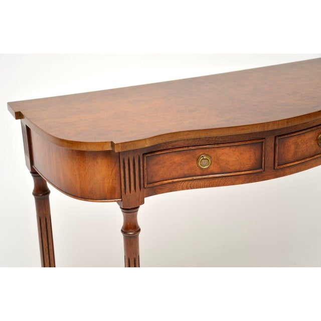 Brown Antique Regency Style Burr Walnut Console Table, 1950 For Sale - Image 8 of 11
