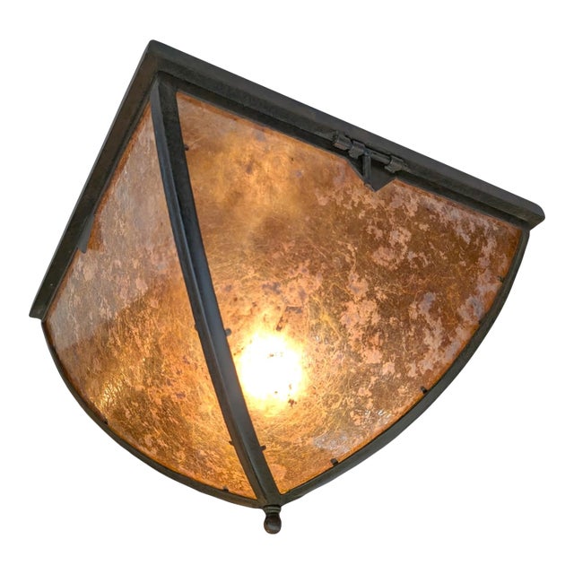 Steven Handelman Studios Iron & Mica Flush Mount For Sale