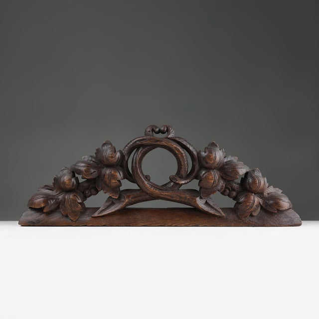 Antique Oak Pediment with Hand-Carved Oak Leaves, 1850 For Sale - Image 11 of 11