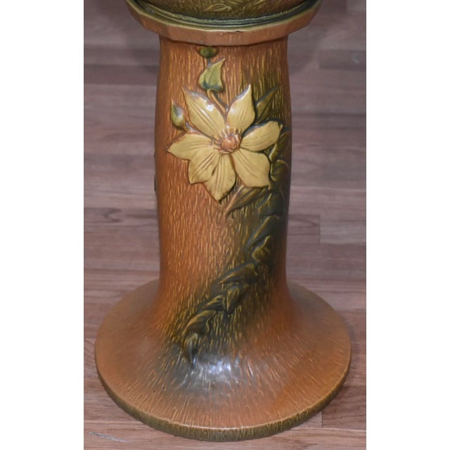 1940s Roseville Orange Clematis Flowered Jardiniere For Sale - Image 6 of 11