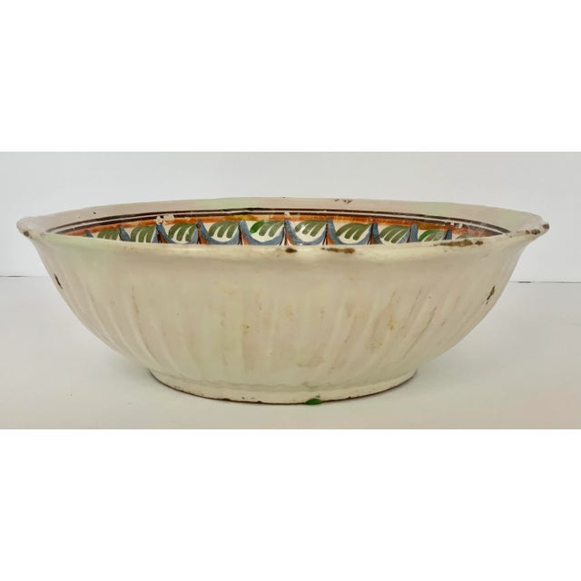 Late 19th Century Antique French Hand Painted Pottery Milk Bowl With Rooster Motif For Sale - Image 5 of 12