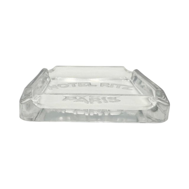 Art Deco Vintage Ritz Paris Hotel Glass Ashtray Dish Paris Franc For Sale - Image 3 of 7