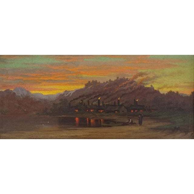 Mid 19th Century Mid 19th Century Evening Industrial Landscape Painting For Sale - Image 5 of 12