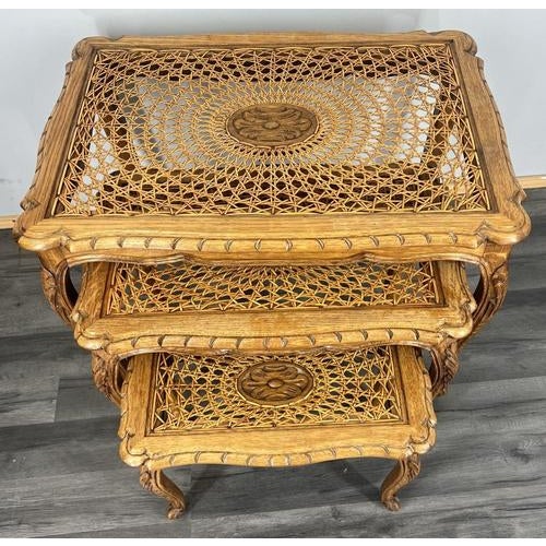 Vintage French Nesting Tables in Oak, Set of 3 For Sale - Image 5 of 14