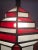Glass 1990s Art Deco-Style White Milk & Red Glass & Bronze Chandelier, Pendant or Lantern For Sale - Image 7 of 18