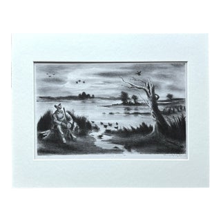 Vintage 1939 Print in 11x14 Mat, Ready to Frame, "Duck Hunter" by Arnold Blanch For Sale