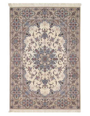 Persian Pasargad Ivory Isfahan Silk Wool Rug - 3'7" X 5'3"