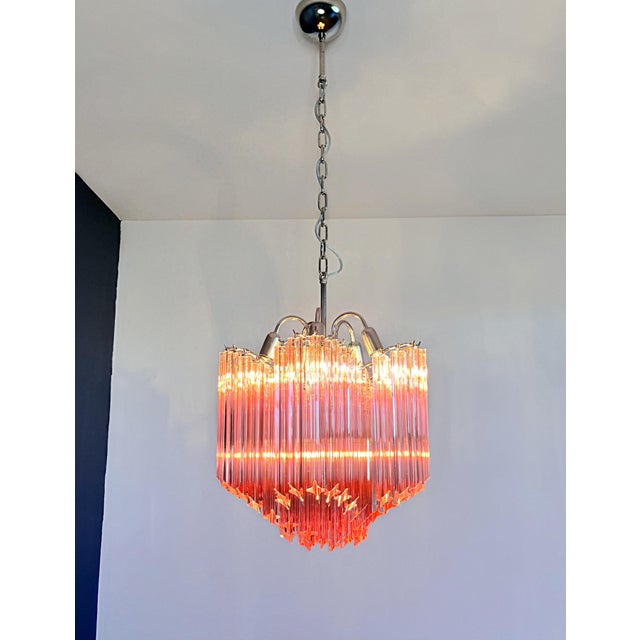 Modern Quadriedri Glass Chandelier in 60 Pink Prism Quadriedri, 1990 For Sale - Image 6 of 17