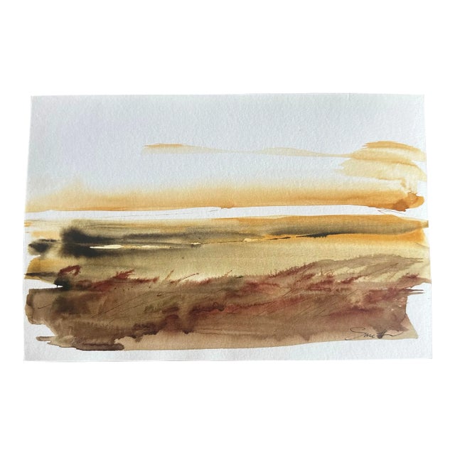 “Golden Dunes” Signed Original Watercolor Painting by Nancy Smith For Sale