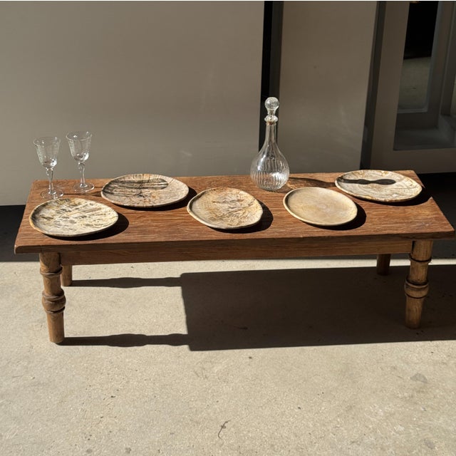 Beige Small Oval Beige Petrified Wood Trinket Dish or Tray with Speckled Rings For Sale - Image 8 of 18