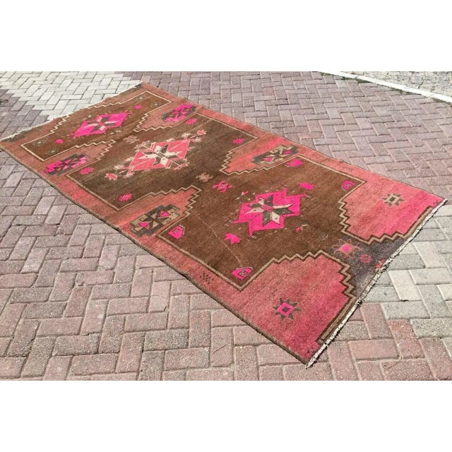 1950's Pink Turkish Rug - 60" X 114" For Sale - Image 9 of 9