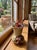 Vintage Italian Majolica Style Textured Ochre Pottery Vase With 3d Applied Floral Detail For Sale - Image 9 of 12